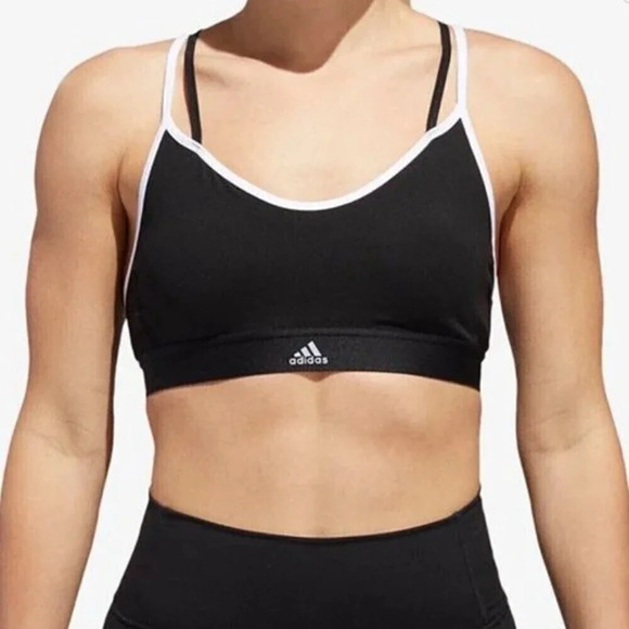 Adidas All Me black and white Sports Bra - Picture 2 of 8